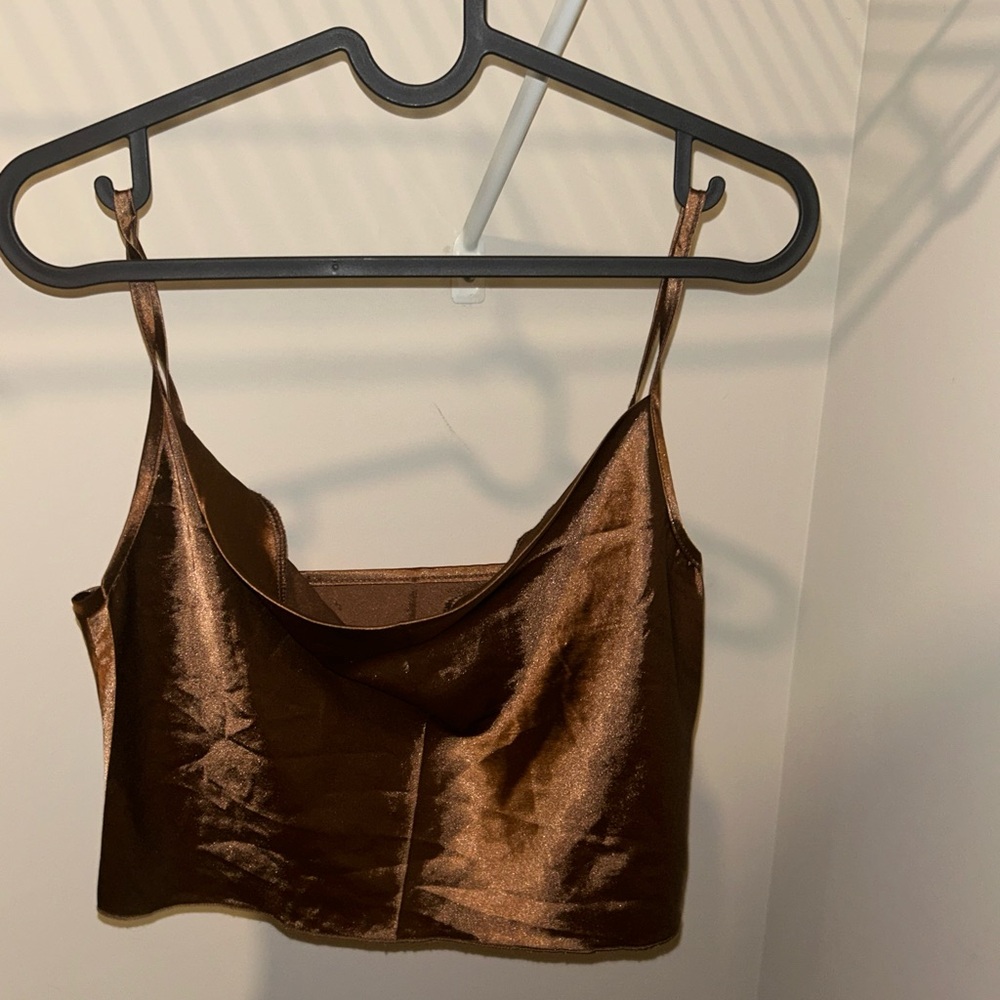 Shiny Brown Crop Top